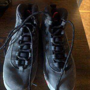 Jordan Black and Gray Sneakers with Red Accents